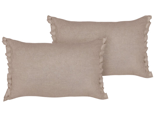 Dekokissen 2er Set SASSAFRAS Leinen 30 x 45 cm Hellbraun Ohne Muster