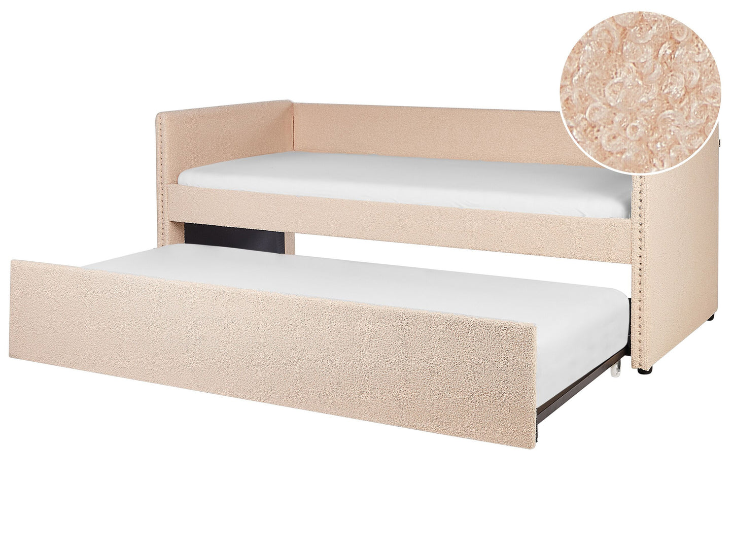 Ausziehbett Bouclé TROYES 90 x 200 cm Pfirsichrosa