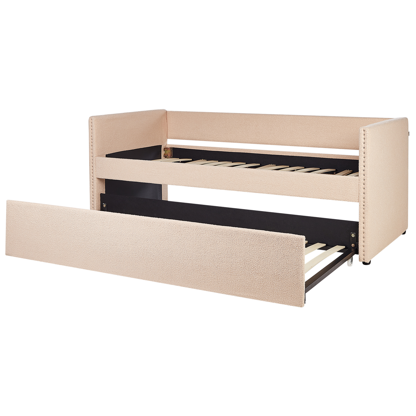 Ausziehbett Bouclé TROYES 90 x 200 cm Pfirsichrosa