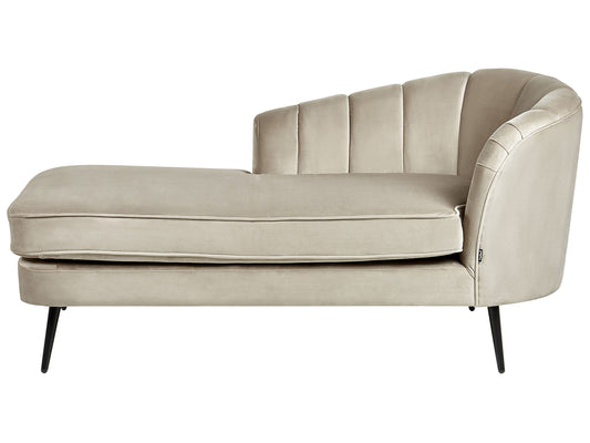 Chaiselongue Samtstoff beige rechtsseitig ALLIER