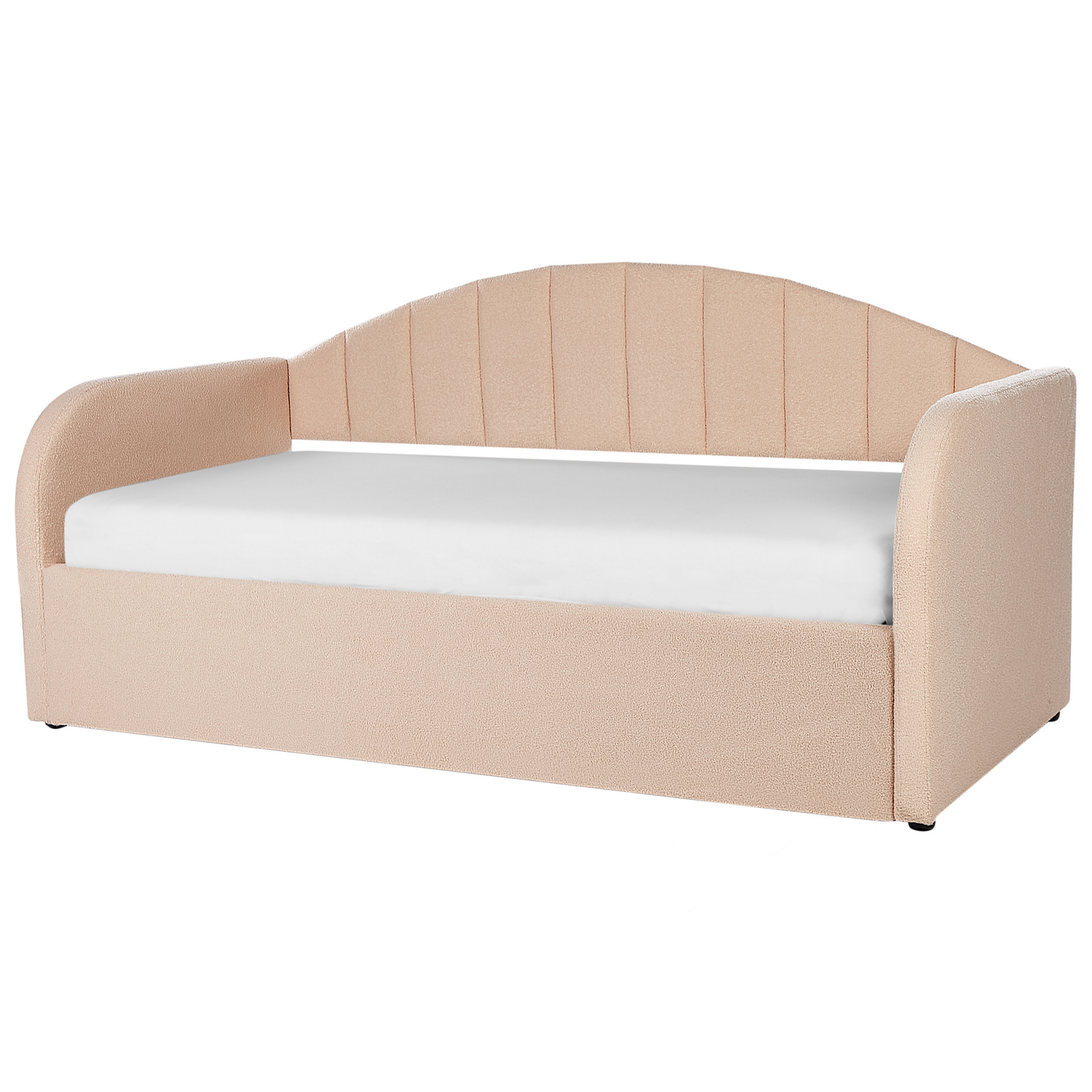 Ausziehbett Bouclé EYBURIE 90 x 200 cm Pfirsichrosa