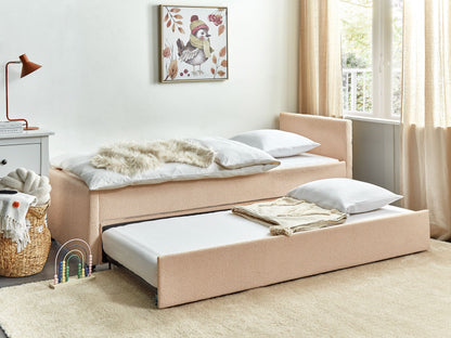 Ausziehbett Bouclé MARMANDE 80 x 200 cm Pfirsichrosa