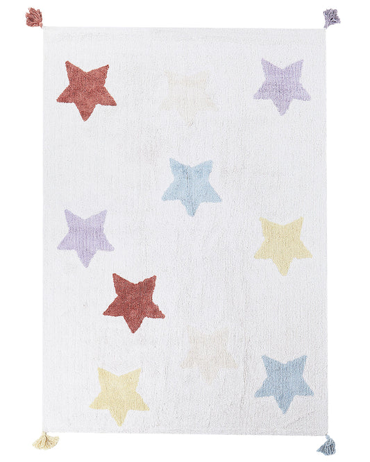 Kinderteppich aus Baumwolle Sterne 140 x 200 cm mehrfarbig MEREVI