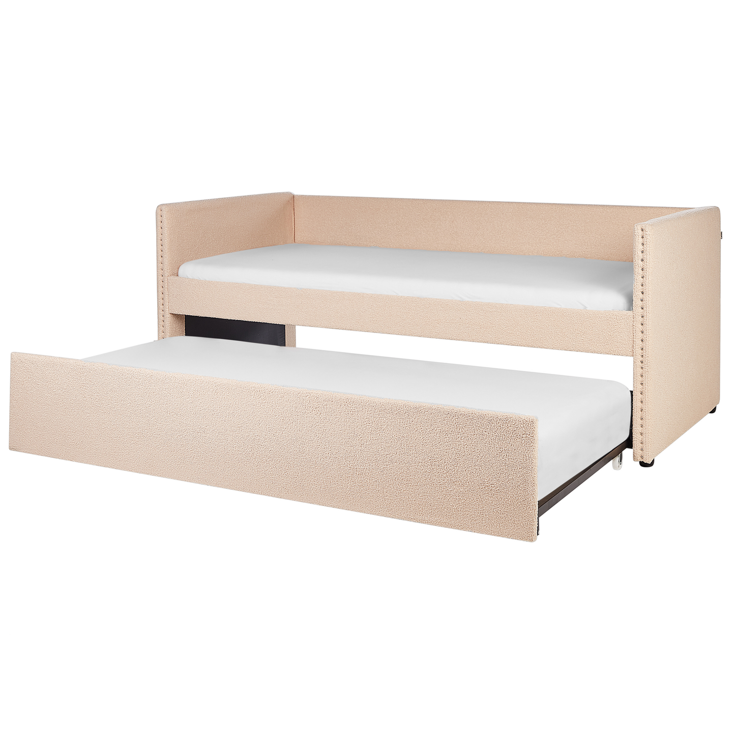 Ausziehbett Bouclé TROYES 90 x 200 cm Pfirsichrosa