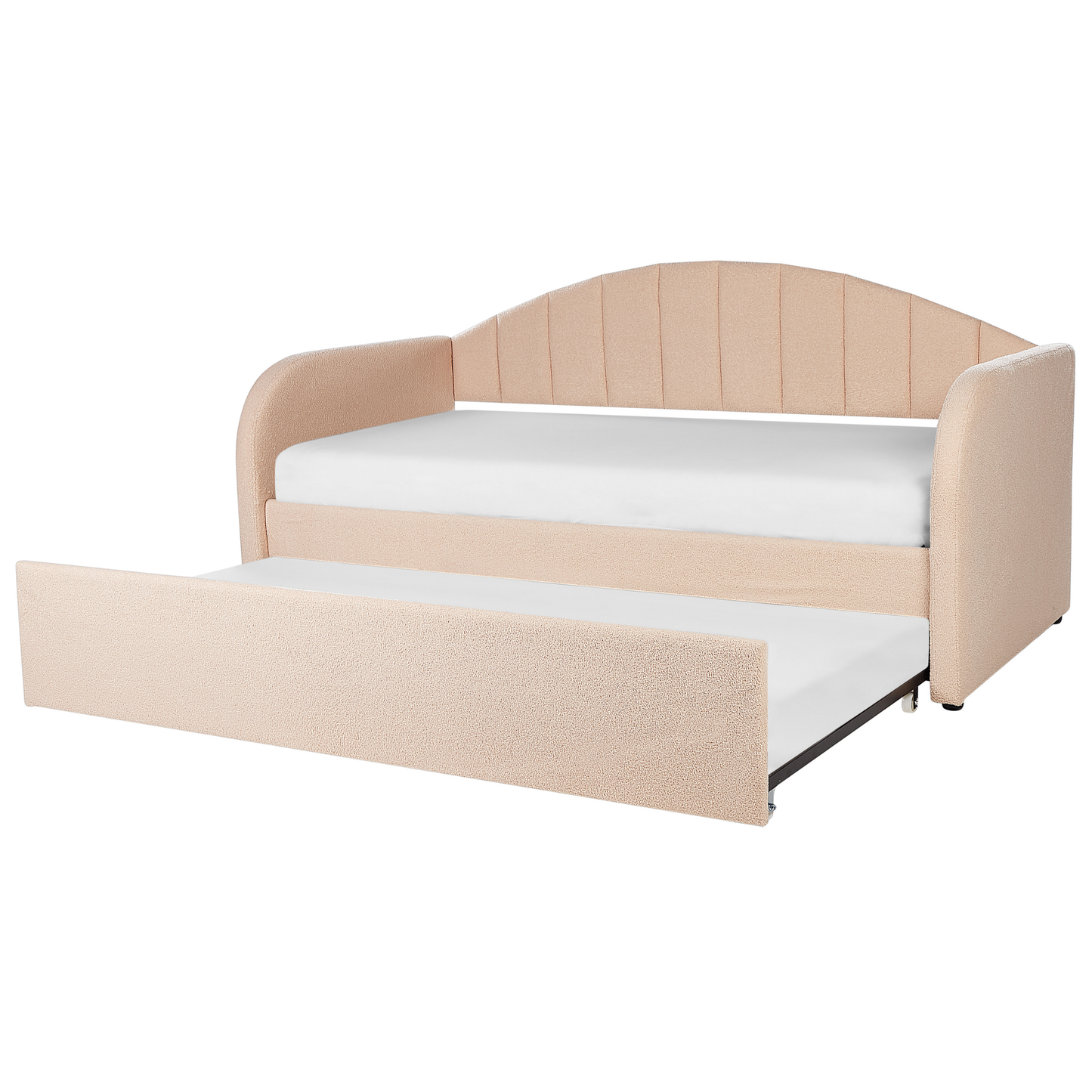 Ausziehbett Bouclé EYBURIE 90 x 200 cm Pfirsichrosa