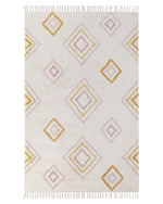 Baumwollteppich geometrisches Muster 140 x 200 cm Grauweiss LASHE