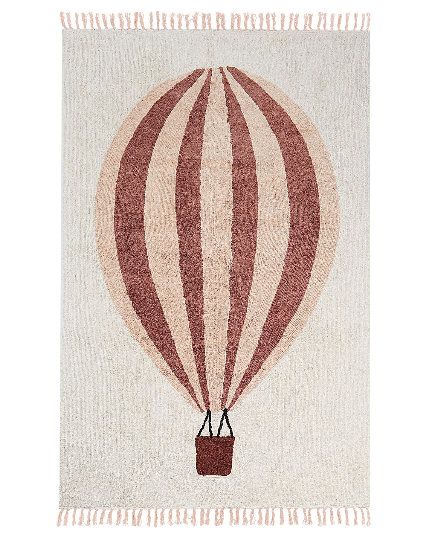 Baumwollteppich Heissluftballonmotiv 140 x 200 cm Grauweiss BAZALETI