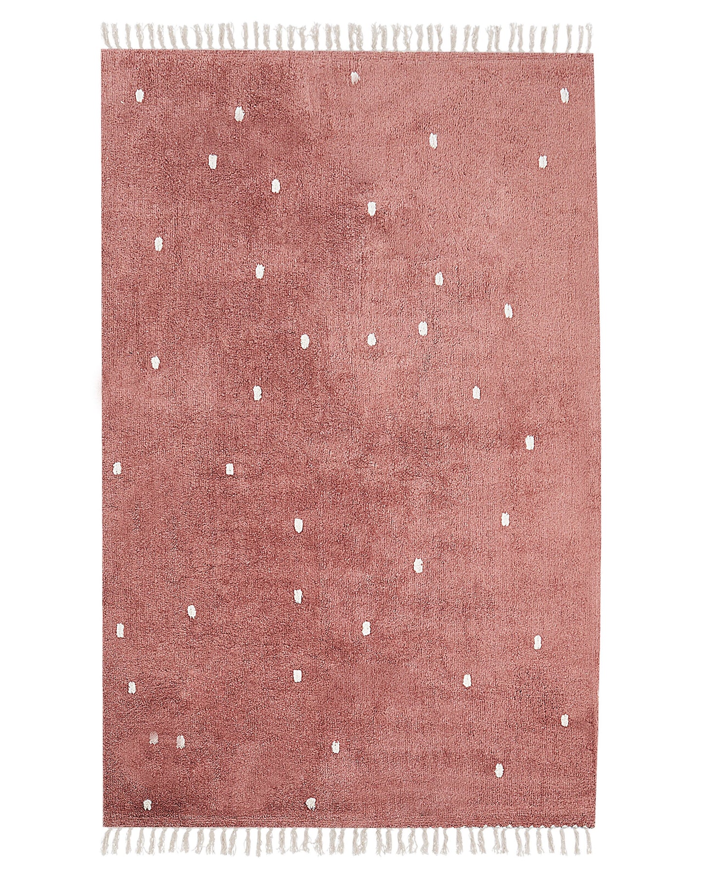 Teppich Baumwolle hellrot 140 x 200 cm gepunktetes Muster Kurzflor ASTAF