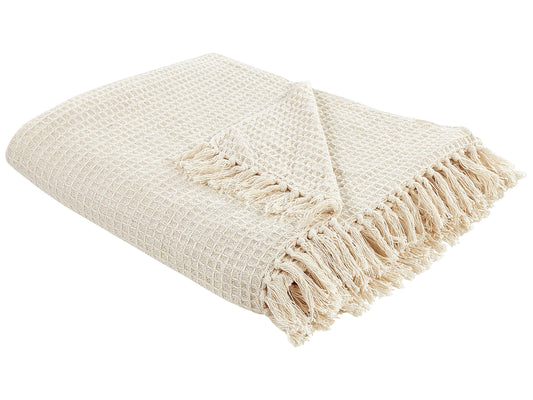 Kuscheldecke MALU Baumwolle 150 x 200 cm Kein Muster Helles Beige