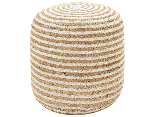 Pouf Jute beige / weiss rund ⌀ 40 cm RESAFA