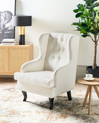 Ohrensessel ALTA Samtstoff Cremeweiss