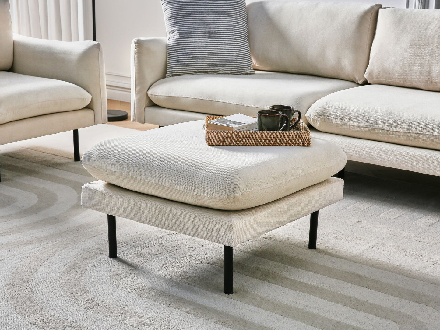 Ottomane VINTERBRO Stoff Hellbeige