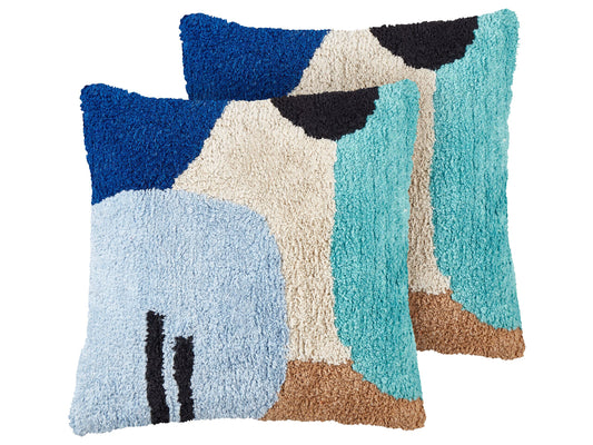 Dekokissen 2er Set DAHLIA Baumwolle 45 x 45 cm Bunt Geometrisches Muster