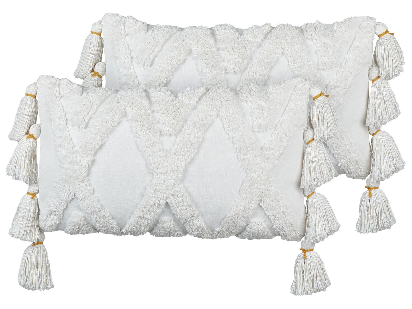 Dekokissen 2er Set DAUR Baumwolle 30 x 50 cm Weiss Geometrisches Muster