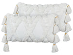 Dekokissen 2er Set DAUR Baumwolle 30 x 50 cm Weiss Geometrisches Muster