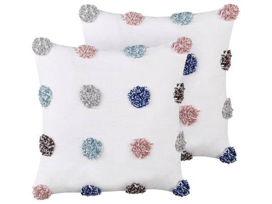 Dekokissen Baumwolle weiss / mehrfarbig strukturiert 45 x 45 cm 2er Set BRACKEN