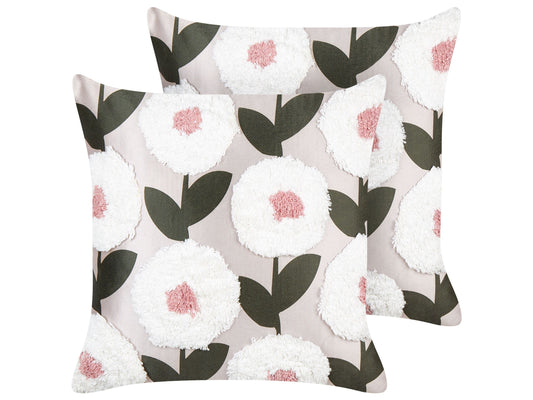 Dekokissen 2er Set KUNRI Baumwolle 45 x 45 cm Bunt Blumenmuster