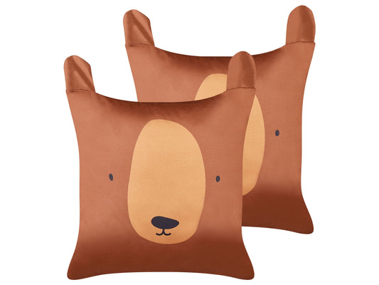 Kinderkissen aus Baumwolle 45 x 45 cm Braun 2er-Set TEDDYBEAR