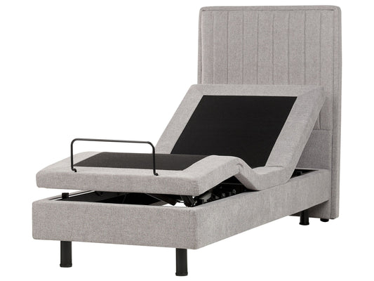 Polsterbett Leinenoptik hellgrau elektrisch verstellbar 80 x 200 cm DUKE II