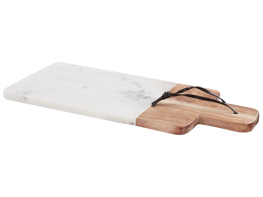 Servierbrett Marmor / Akazienholz weiss 39 x 17 cm VOLOS