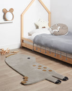 Kinderteppich aus Wolle Dinosaurier 100 x 160 cm Grau DINO
