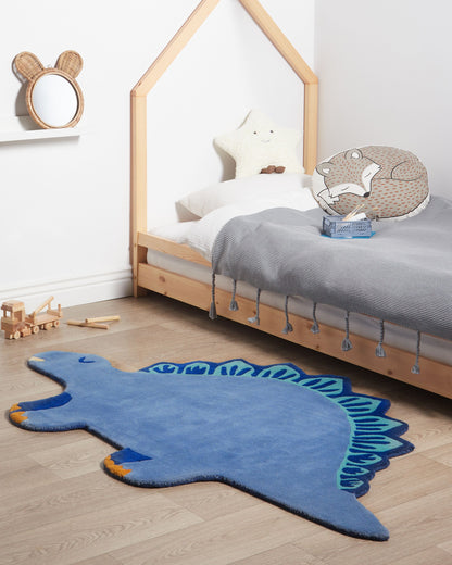 Kinderteppich aus Wolle Dinosaurier 100 x 160 cm Blau DINO
