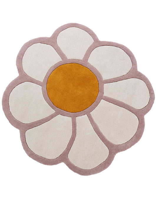 Kinderteppich aus Wolle Blumenform ⌀ 120 cm mehrfarbig THUMBELINA