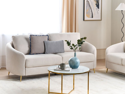 3-Sitzer Sofa hellbeige / gold TROSA