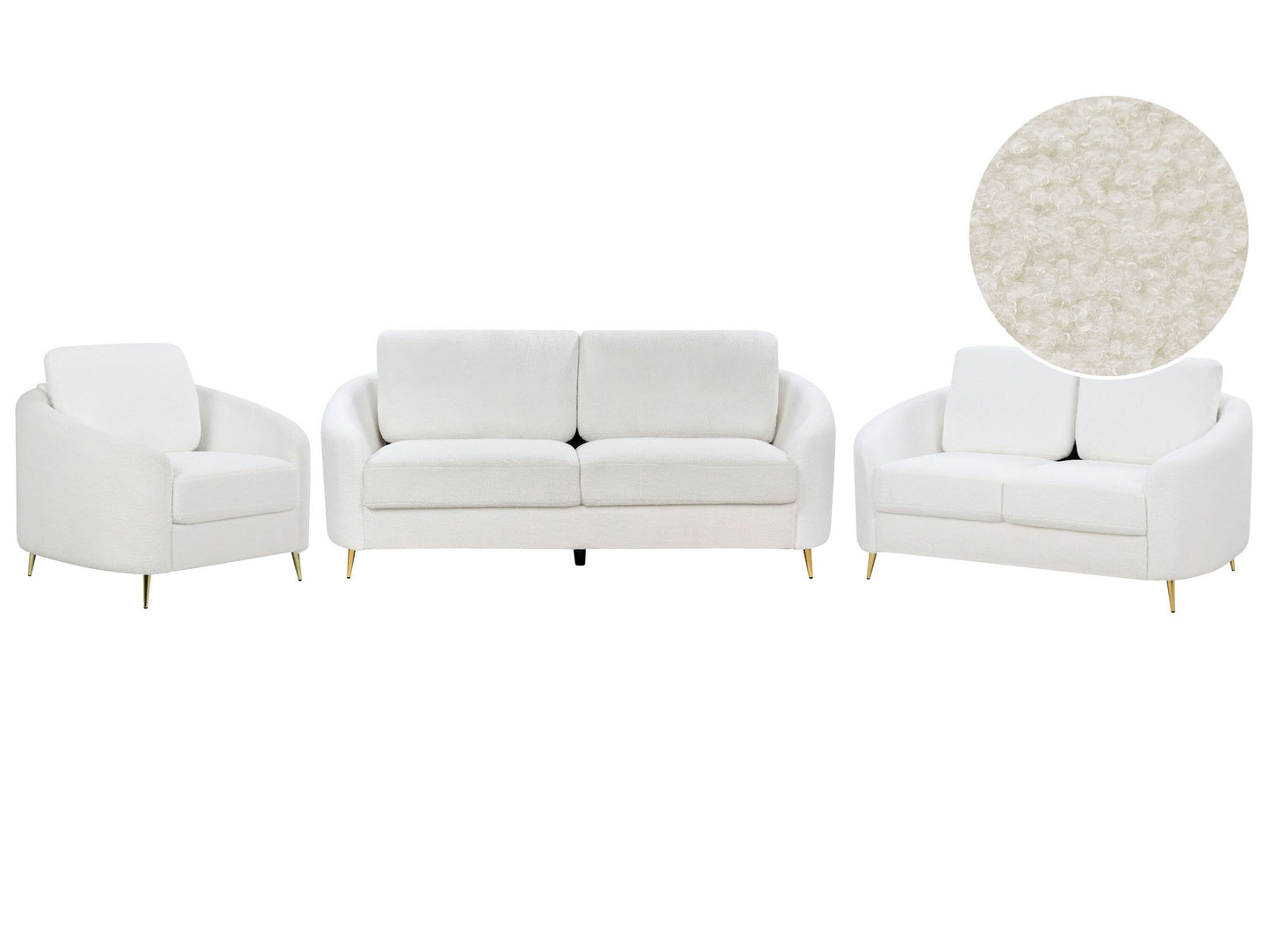 Sofa Set Bouclé weiss / gold 6-Sitzer TROSA