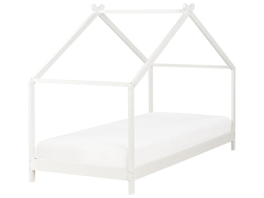 Kinder-Hausbett Kiefernholz weiss Lattenrost 90 x 200 cm ORLU