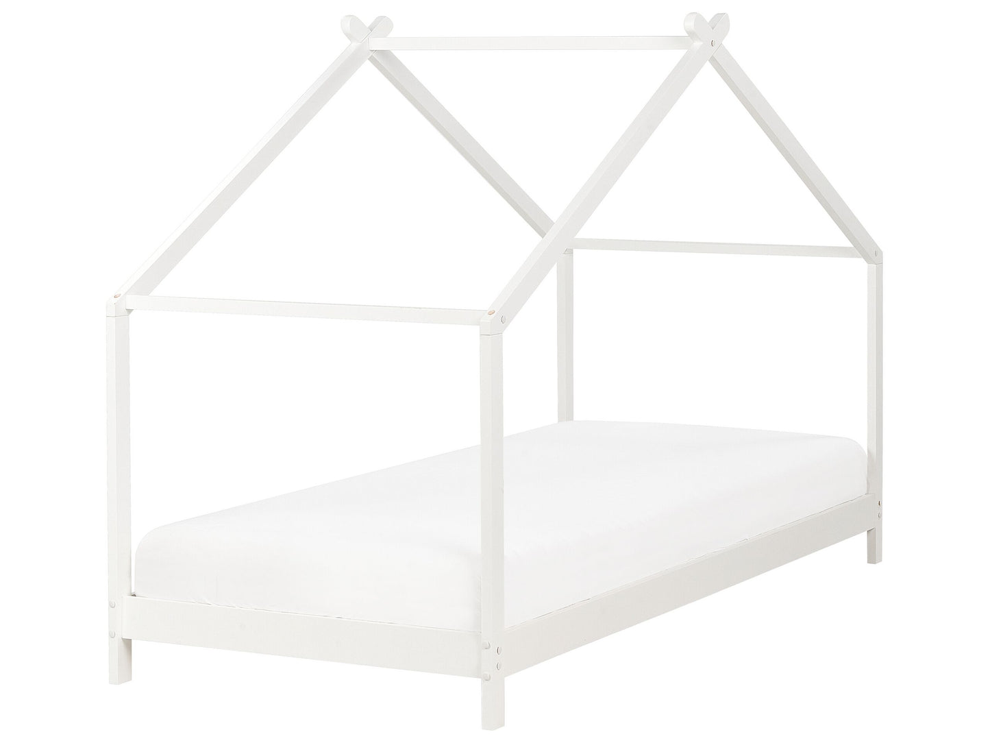 Kinder-Hausbett Kiefernholz weiss Lattenrost 90 x 200 cm ORLU