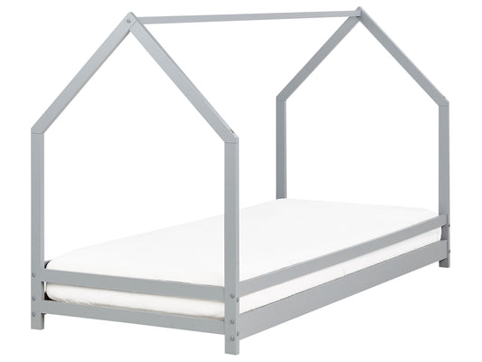 Kinder-Hausbett Kiefernholz grau Lattenrost 90 x 200 cm APPY