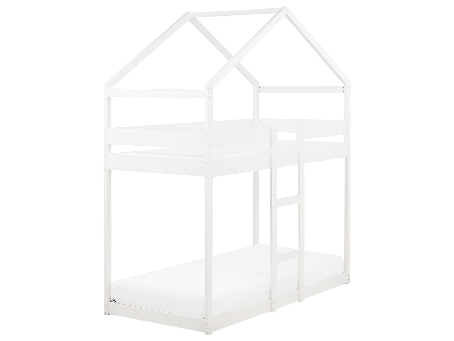 Hochbett Haus Kiefernholz LABATUT 90 x 200 cm Weiss