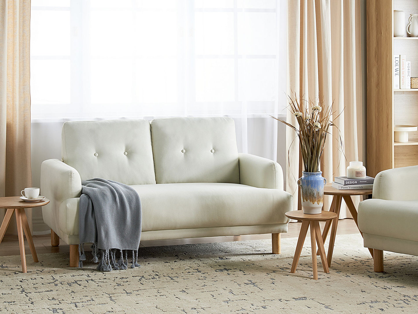 2-Sitzer Sofa Stoff cremeweiss TUVE