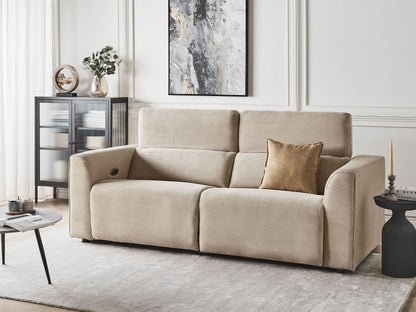 2-Sitzer Sofa Cord sandbeige USB-Port elektrisch verstellbar ULVEN
