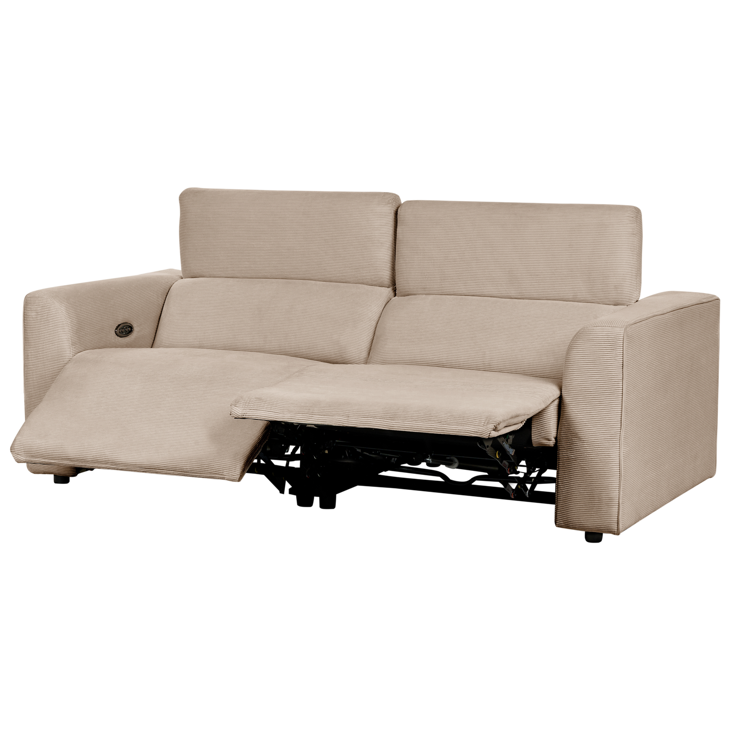 2-Sitzer Sofa Cord sandbeige USB-Port elektrisch verstellbar ULVEN