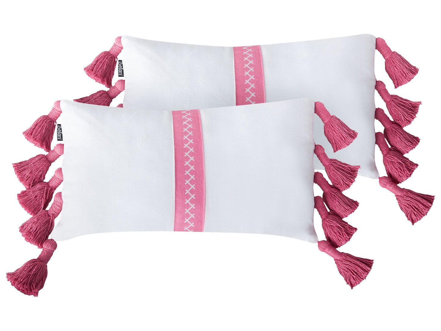 Dekokissen 2er Set LOVELY Baumwolle 30 x 50 cm Weiss Rosa Geometrisches Muster