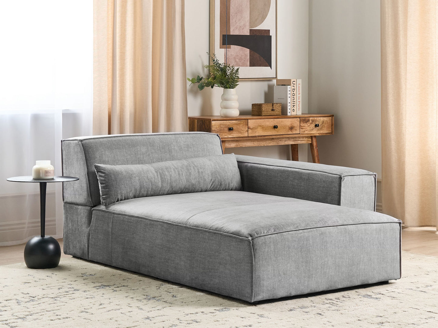 Chaiselongue grau linksseitig HELLNAR