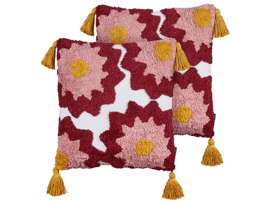 Dekokissen 2er Set LORALAI Baumwolle 45 x 45 cm Bunt Geometrisches Muster