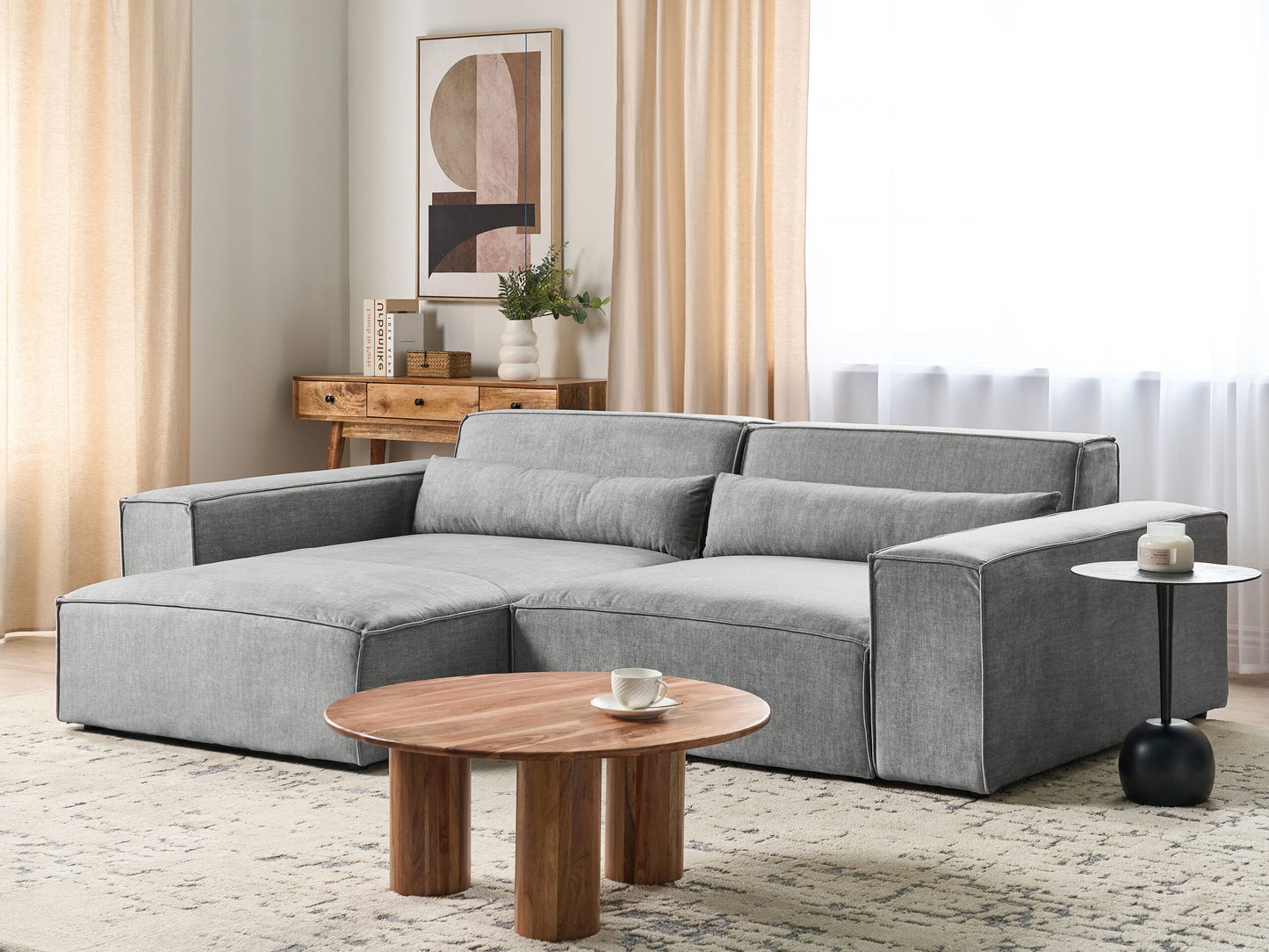 2-Sitzer Ecksofa grau rechtsseitig HELLNAR