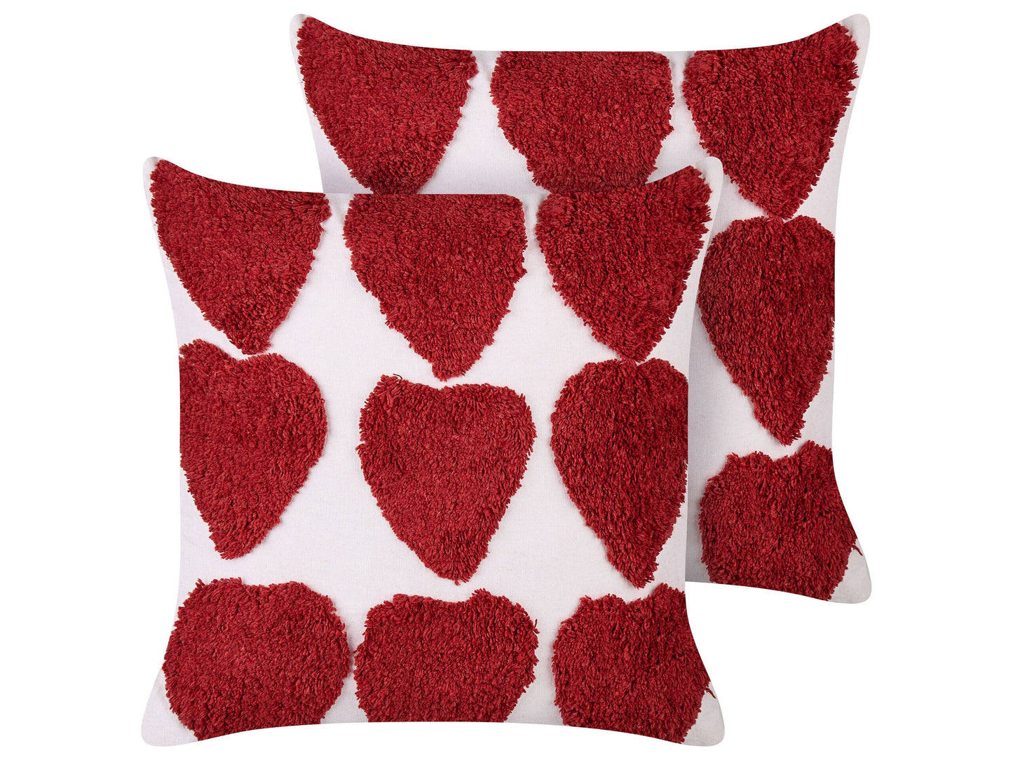 Dekokissen 2er Set MINGORA Baumwolle 45 x 45 cm Rot Herzmotiv