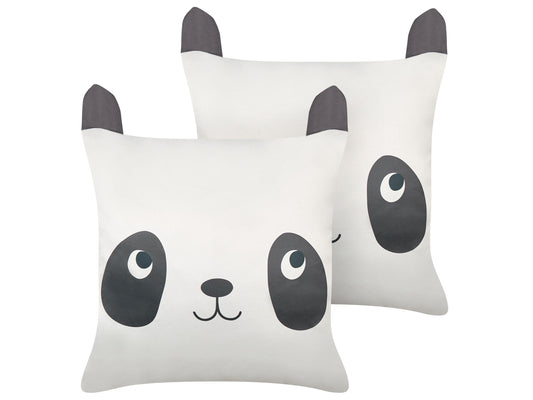 Kinderkissen Pandamotiv Baumwolle weiss / schwarz 45 x 45 cm 2er Set PANDAPAW
