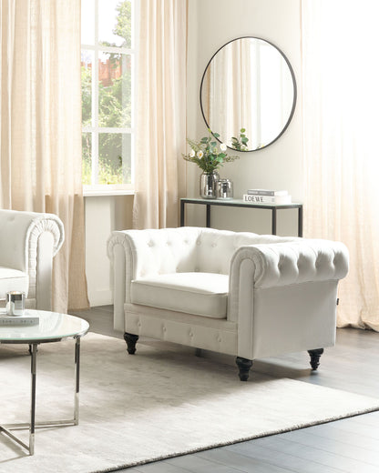Sessel CHESTERFIELD Stoff Cremeweiss