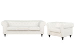 Sofa Set Leinenoptik cremeweiss 4-Sitzer CHESTERFIELD