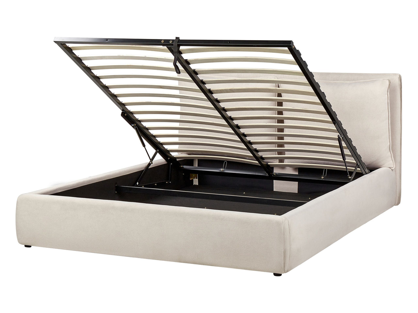 Bett mit Stauraum Stoff BAJONNA 160 x 200 cm Hellbeige