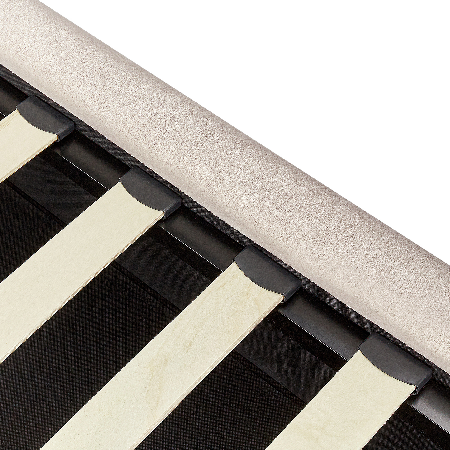 Bett mit Stauraum Stoff BAJONNA 160 x 200 cm Hellbeige