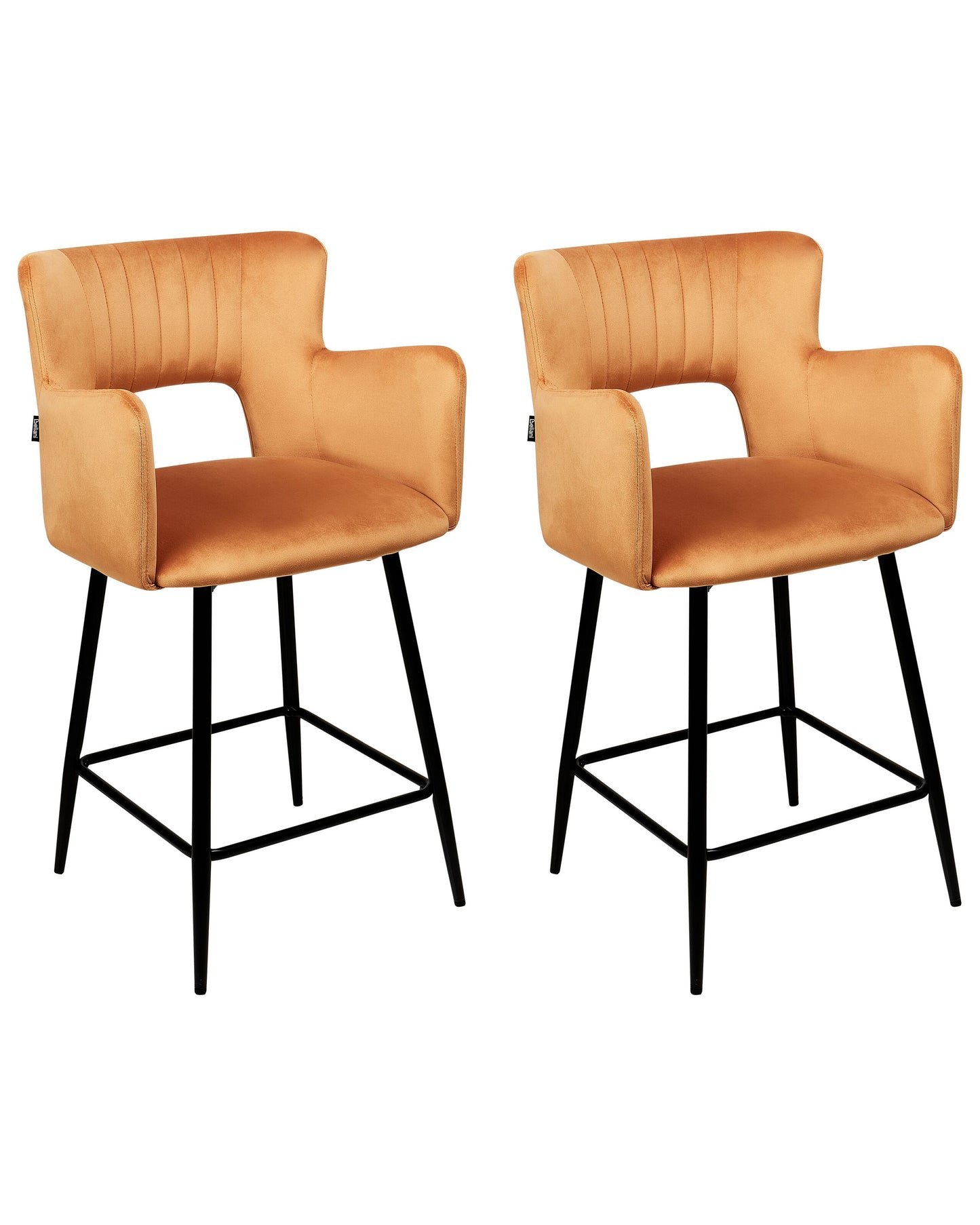 Set mit 2 Barstühlen SANILAC Samtstoff Orange