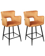 Set mit 2 Barstühlen SANILAC Samtstoff Orange