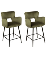 Barhocker 2er Set Samtstoff Olivgrün SANILAC