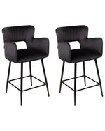 Barhocker 2er Set Samtstoff Schwarz SANILAC